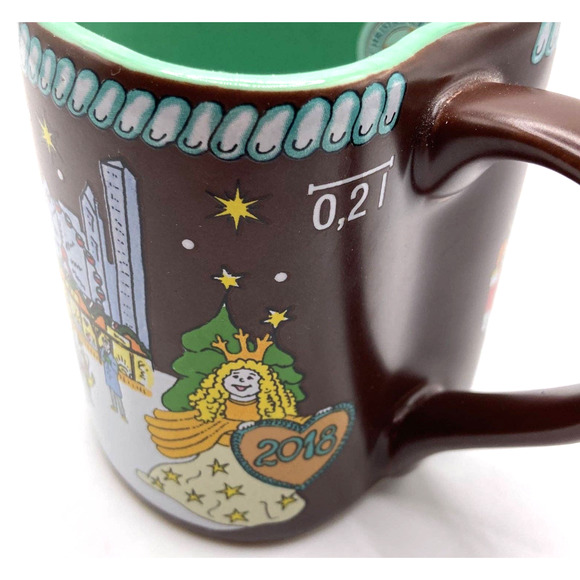 2018 Christkindlmarket Chicago Heart Shaped Mug Green & Brown Ich Liebe - Picture 4 of 9